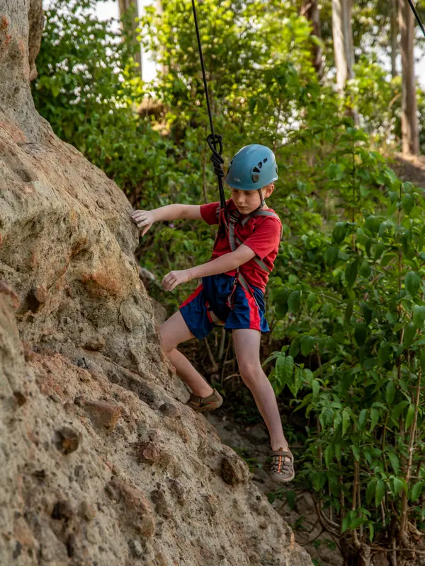 Kids rock climbing in Sipi Chema