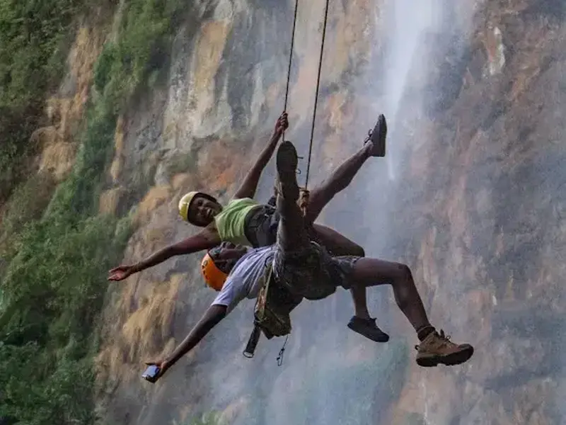 Abseiling Sipi Falls adventure with Mulima Adventures